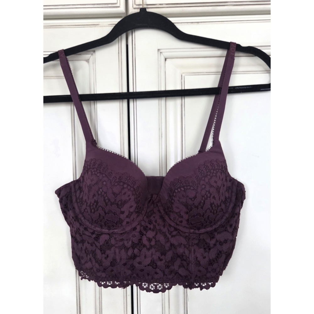 Victoria's Secret Body By Victoria Lined Demi‎ Bra 36b Lace Purple Sexy Romantic